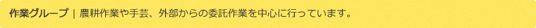 作業グループ | 農耕作業や手芸、外部からの委託作業を中心に行っています。